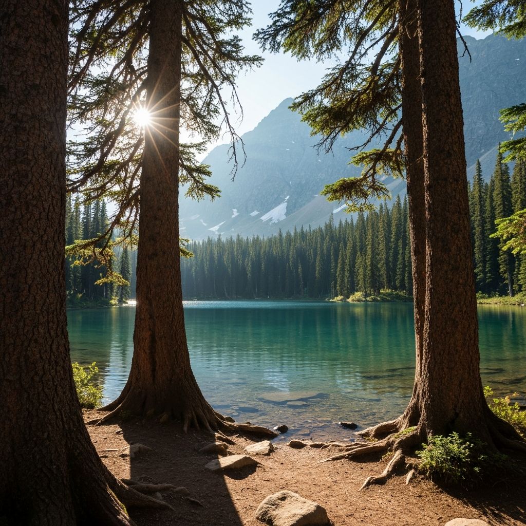 Pure natural landscape with mountain lake and pristine environment